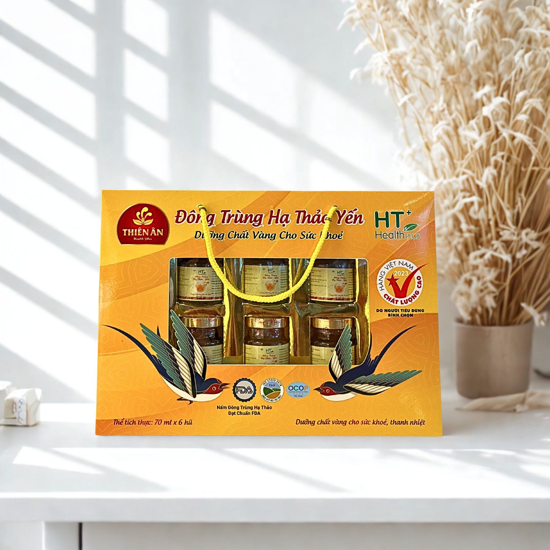 Hộp 6 Hũ Đông Trùng Hạ Thảo Yến HT+ HỘP 6 HŨ (70ML/HŨ)