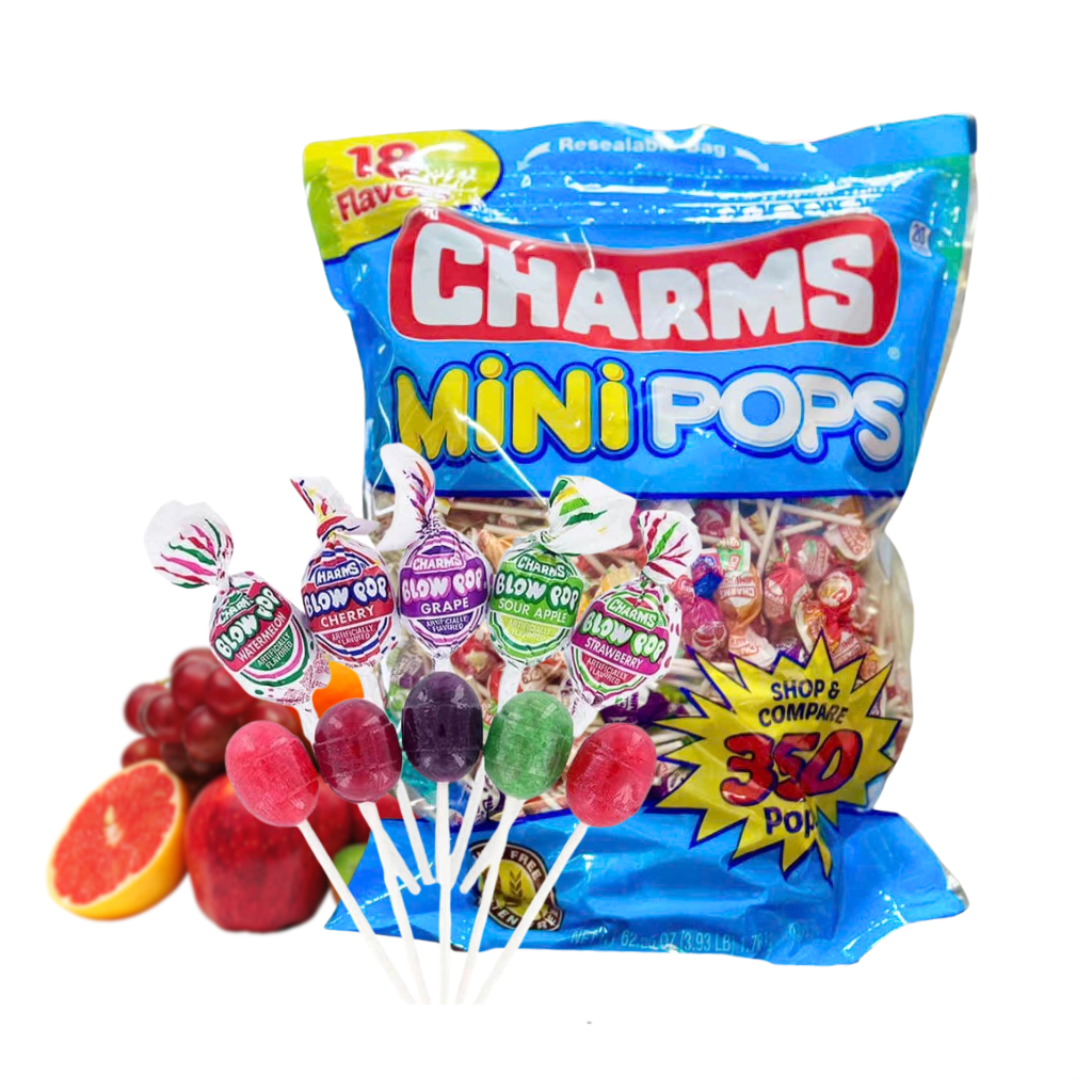 Combo 10 Cây Kẹo Mút Hương Trái Cây Tổng Hợp Charms Mini Pops Mỹ