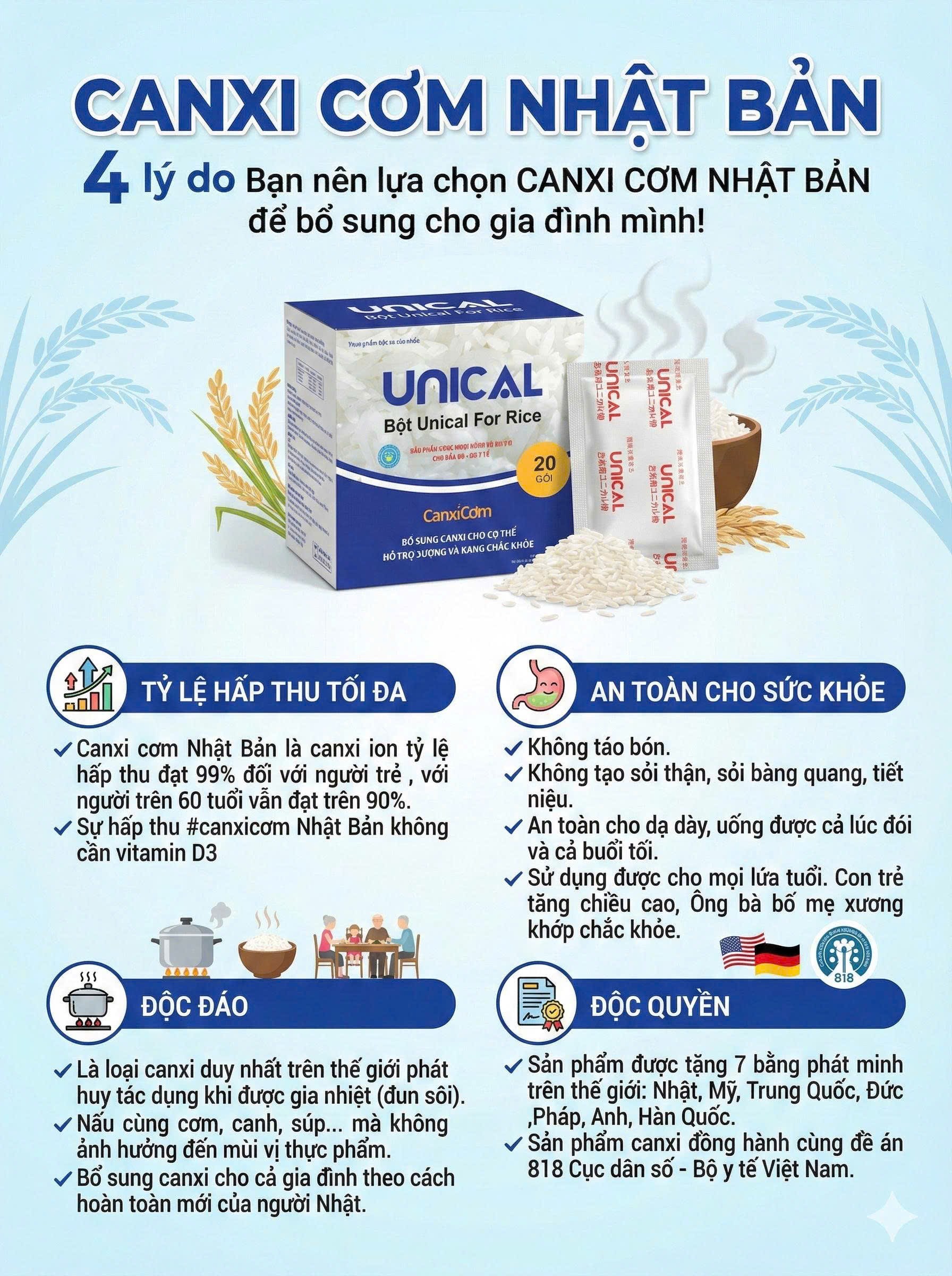 Canxi cơm Nhật Bản - Unical for rice Ui